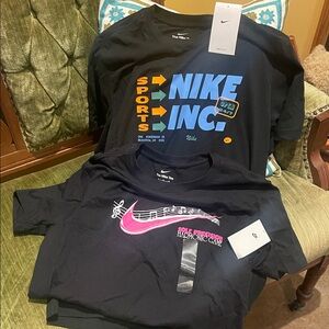 Nike Black Short Sleeve Tees with Graphic Designs